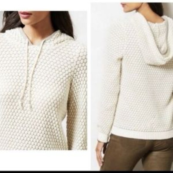 Anthropologie Tops - Anthropologie | Sleeping on Snow Hooded Knit Sweater Soft Cotton Angora Blend